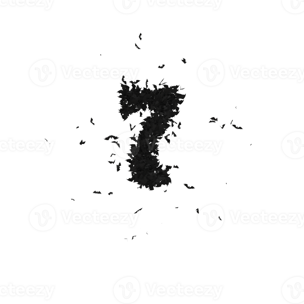 Static Halloween Typeface Formed Of Flying Bats with alpha the character 7 png