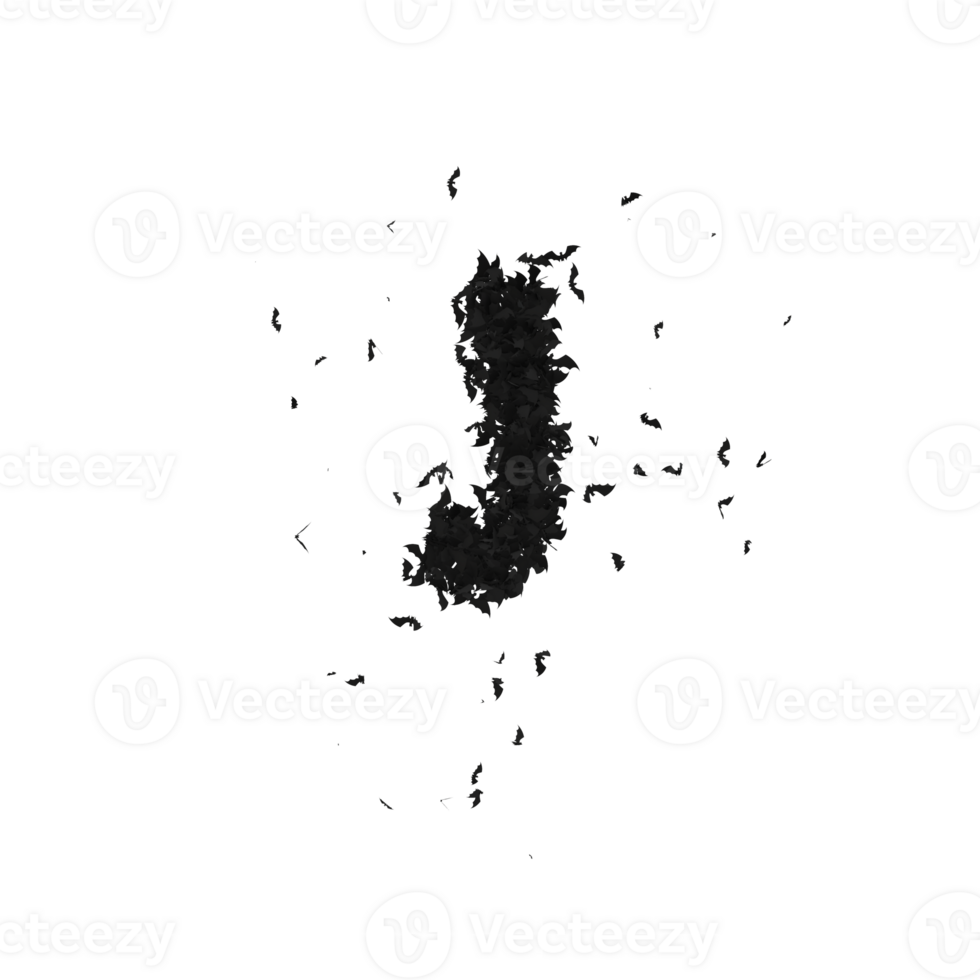 Static Halloween Typeface Formed Of Flying Bats with alpha the character J png
