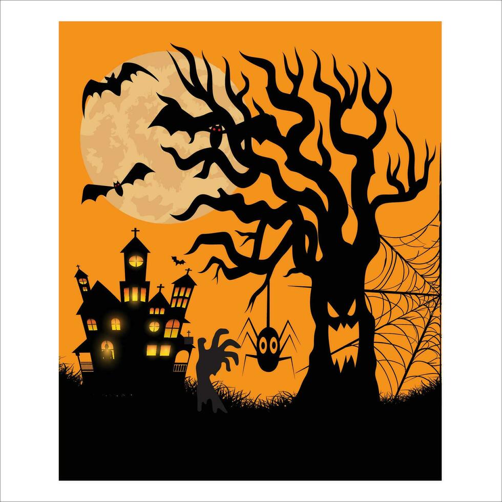 Halloween house background design vector