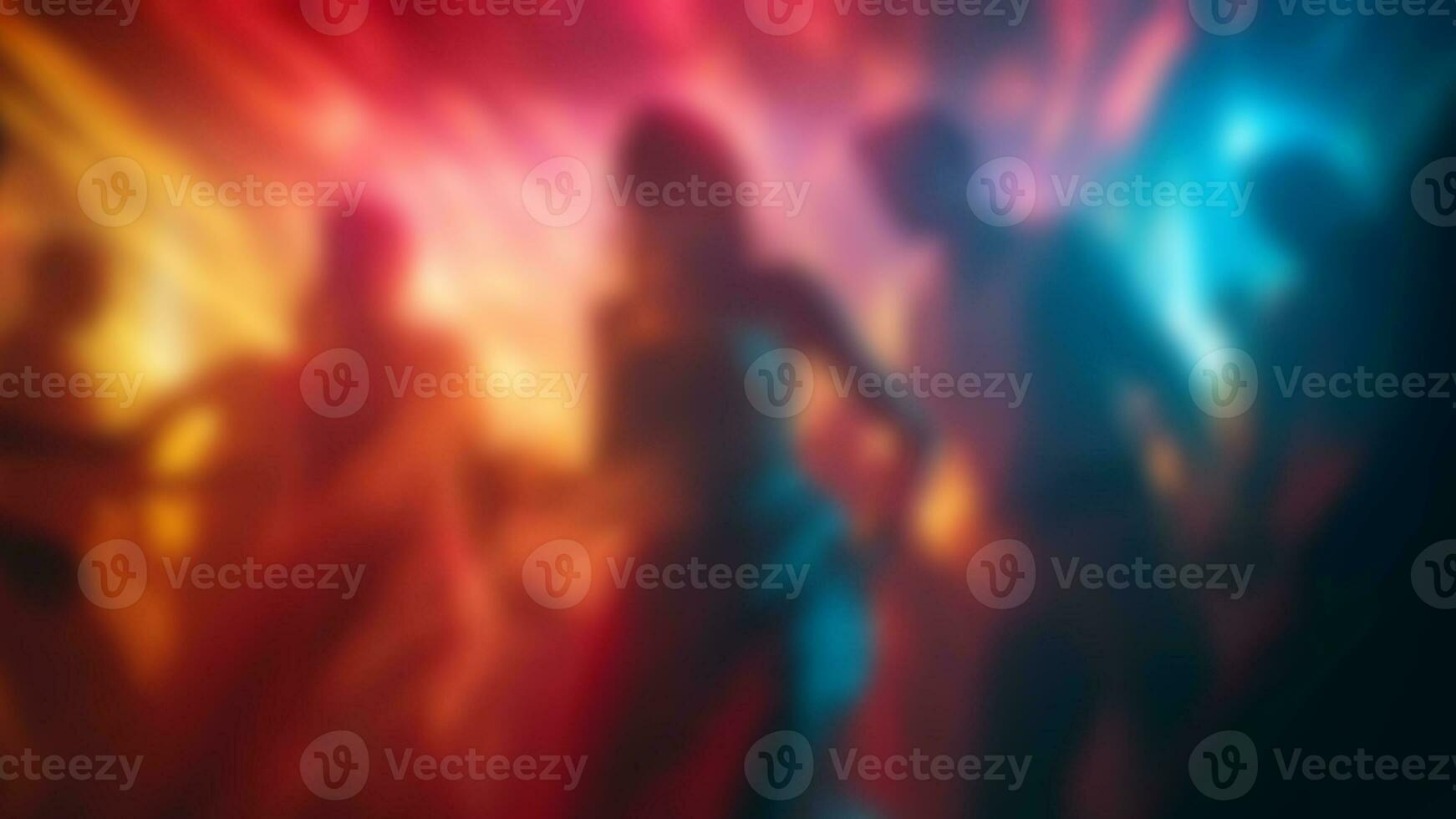 blur crowd dancing in nightclub. festive celebration background. generative AI photo