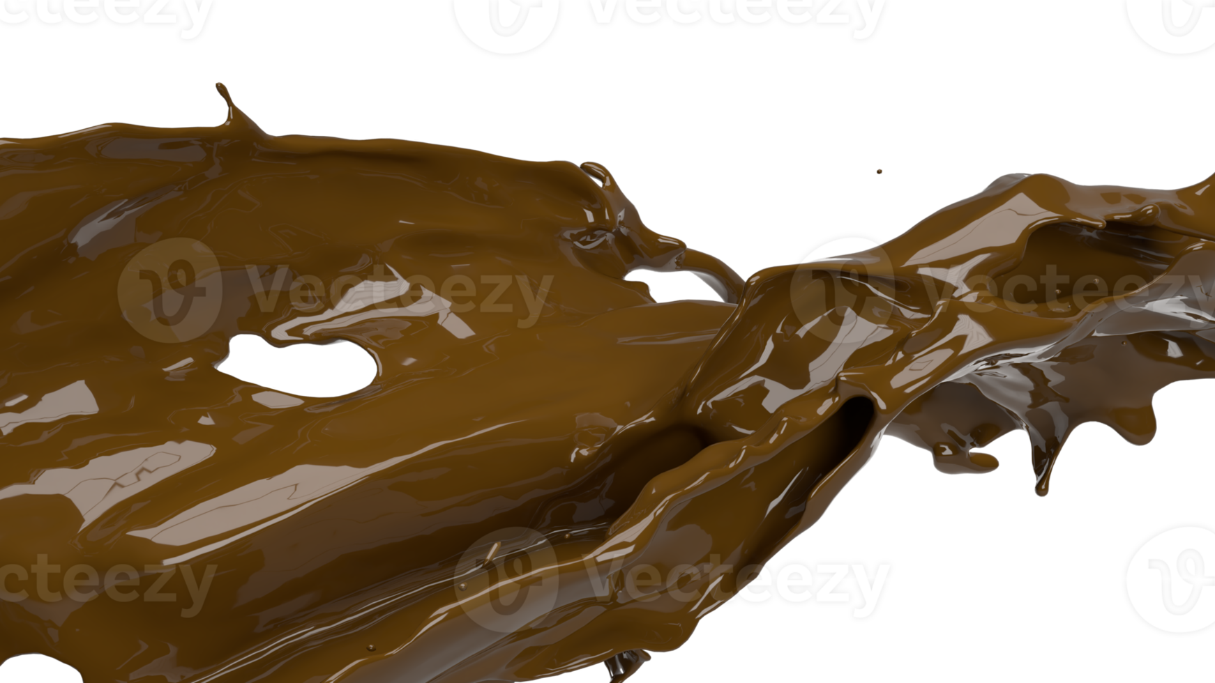 The chocolate splash png image for food concept 3d rendering