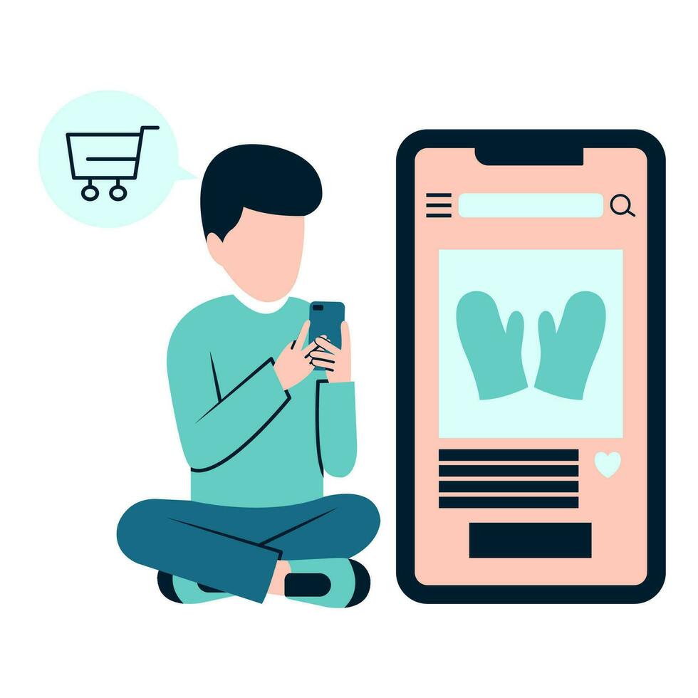 A Man Shopping Online vector