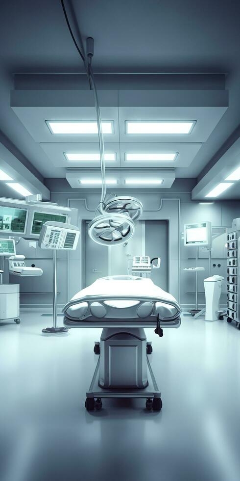 Modern equipment in operating room. Medical devices for neurosurgery. AI Generative photo