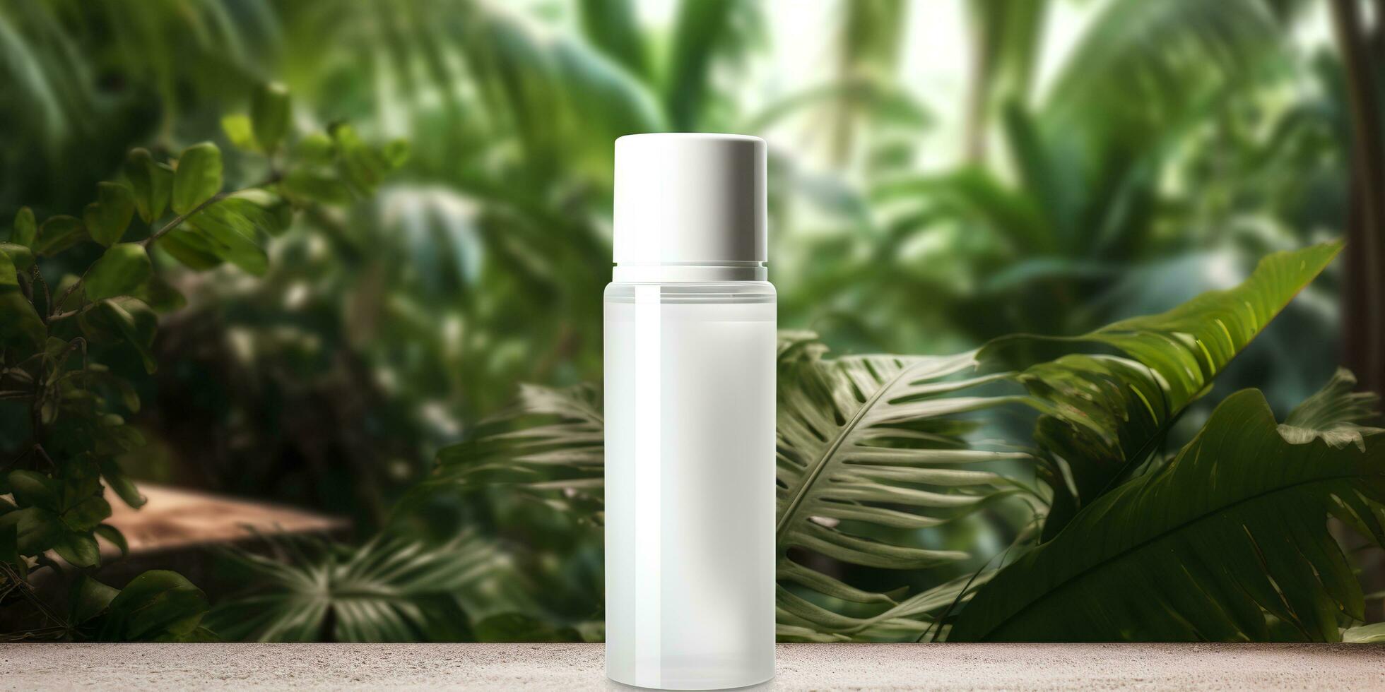 White Blank Cosmetics Mockup with natural theme background. AI Generative photo