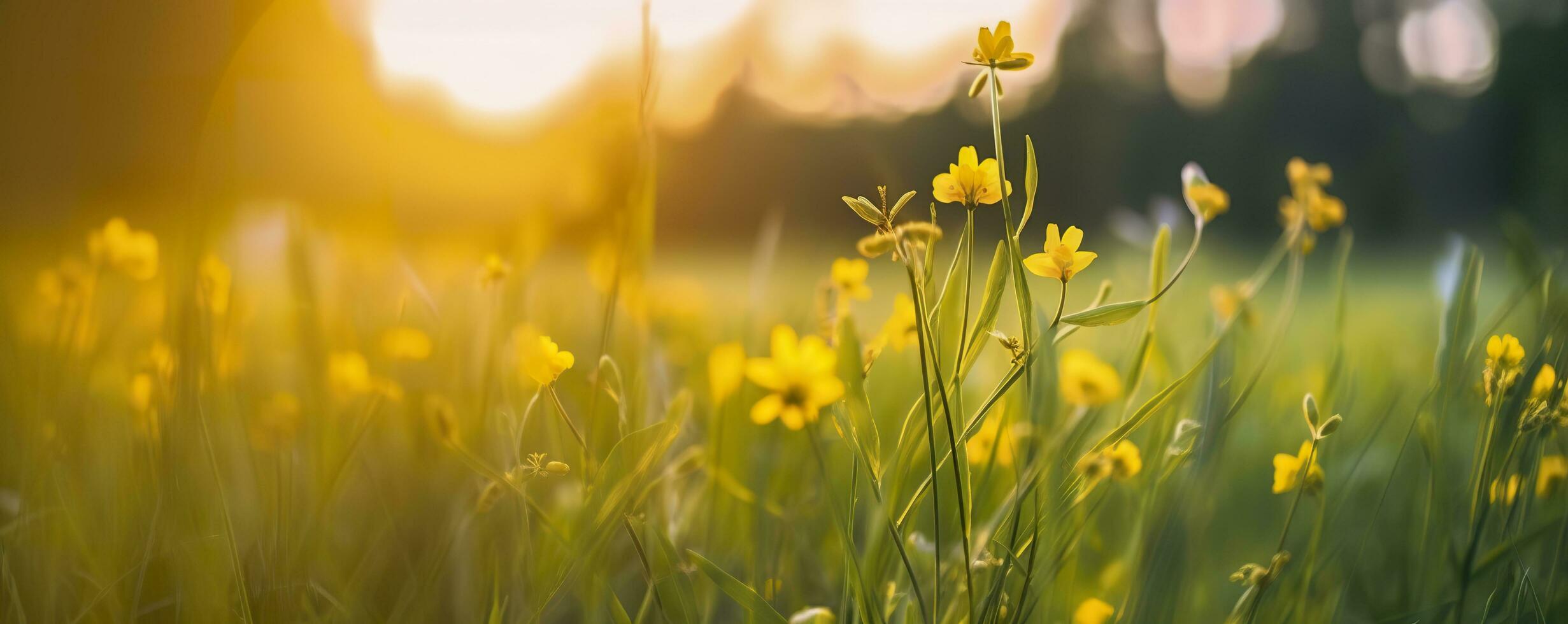 Tranquil spring summer nature closeup and blurred forest background. Generative AI photo