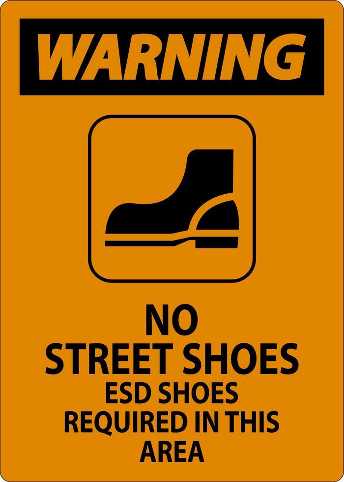 Warning Sign No Street Shoes, ESD Shoes Required In This Area vector