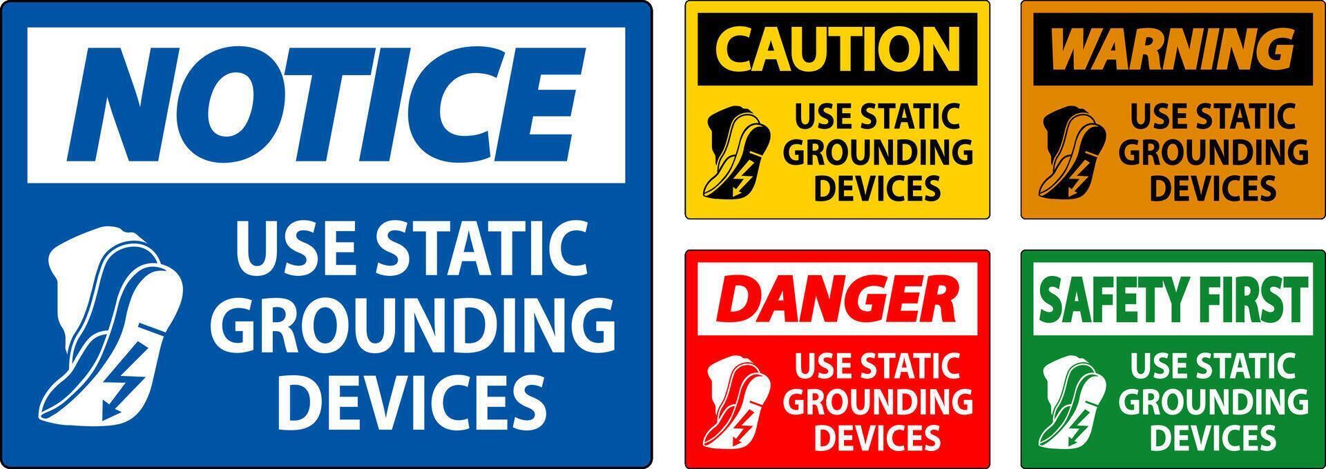 Caution Sign Use Static Grounding Devices vector