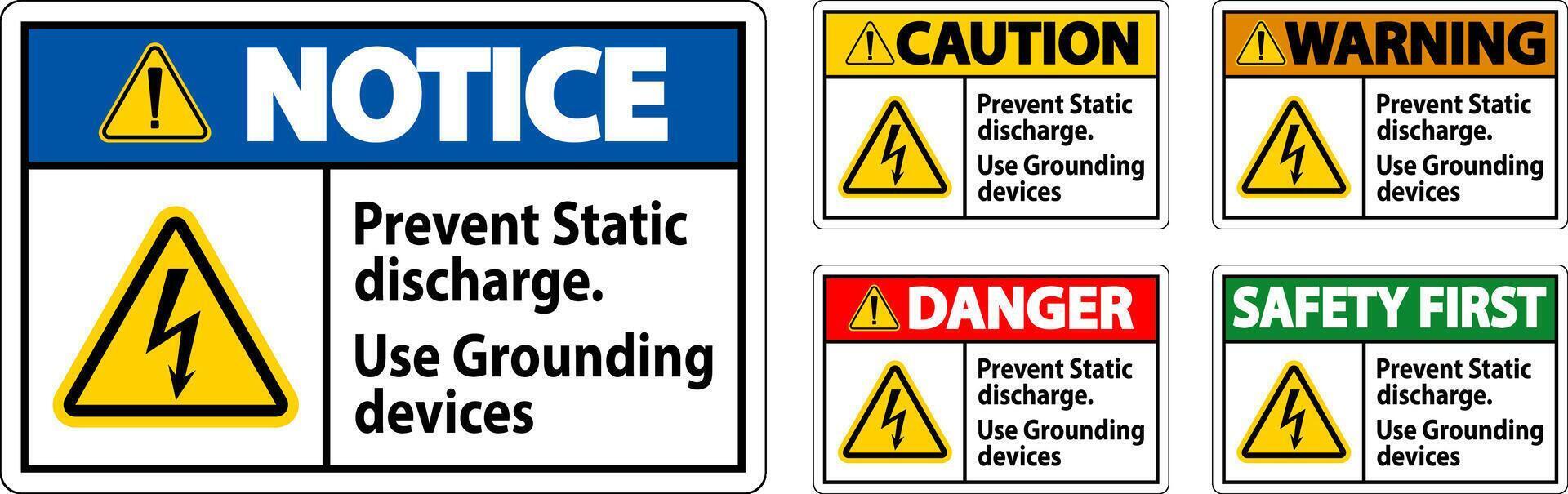 Caution Sign Prevent Static Discharge, Use Grounding Devices vector