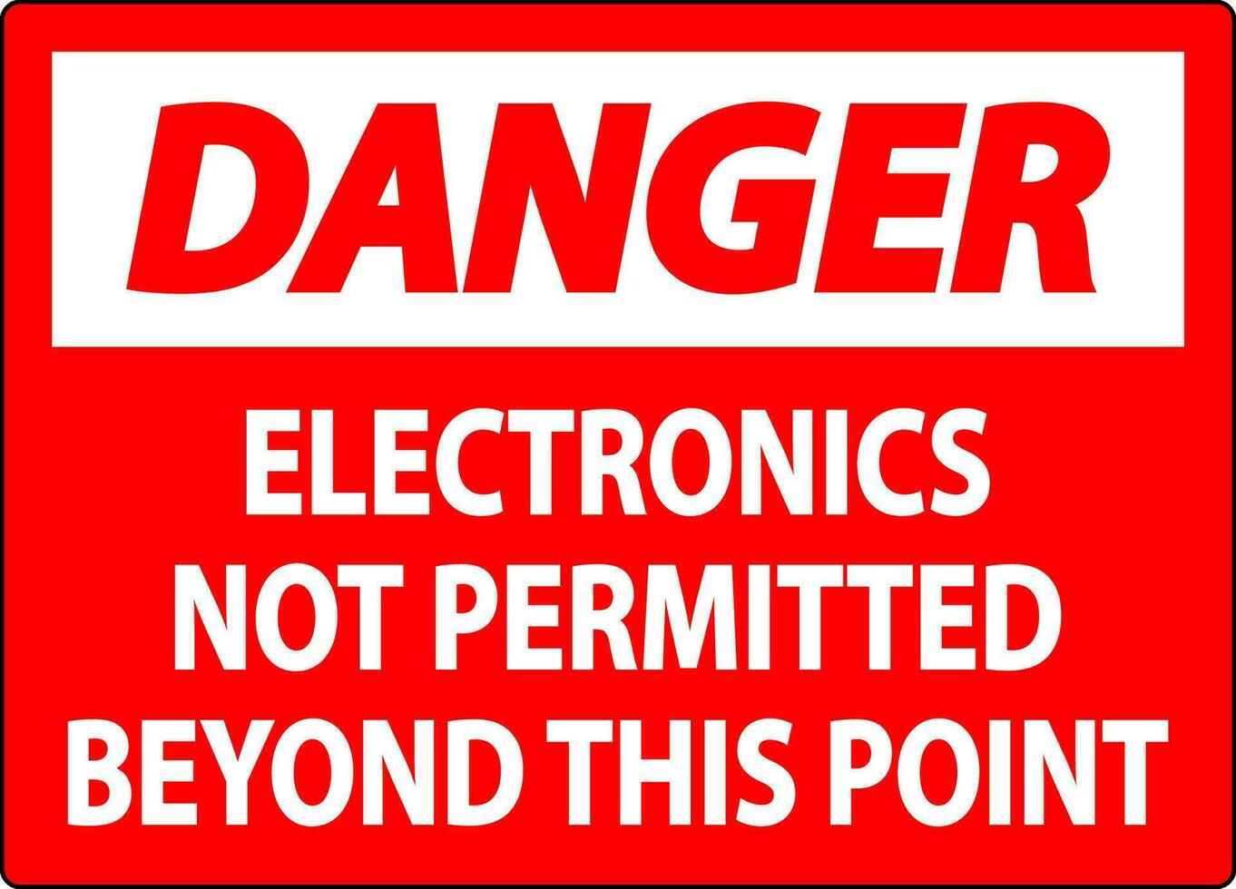 Danger Sign Electronics Not Permitted Beyond This Point vector
