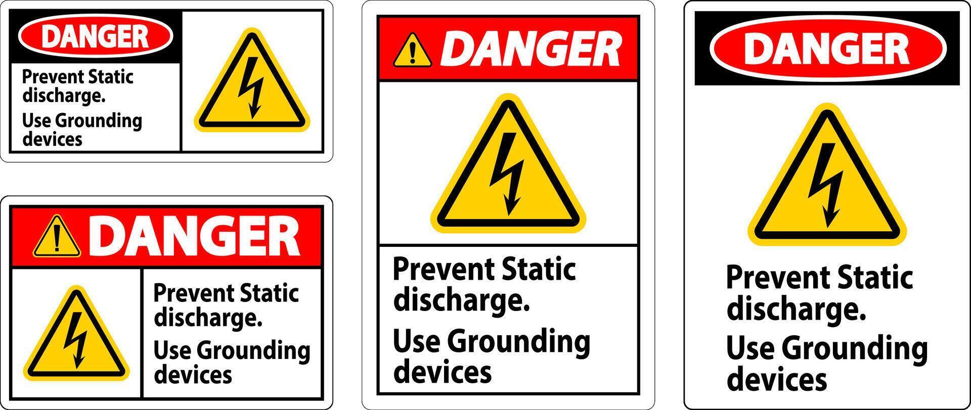 Danger Sign Prevent Static Discharge, Use Grounding Devices vector