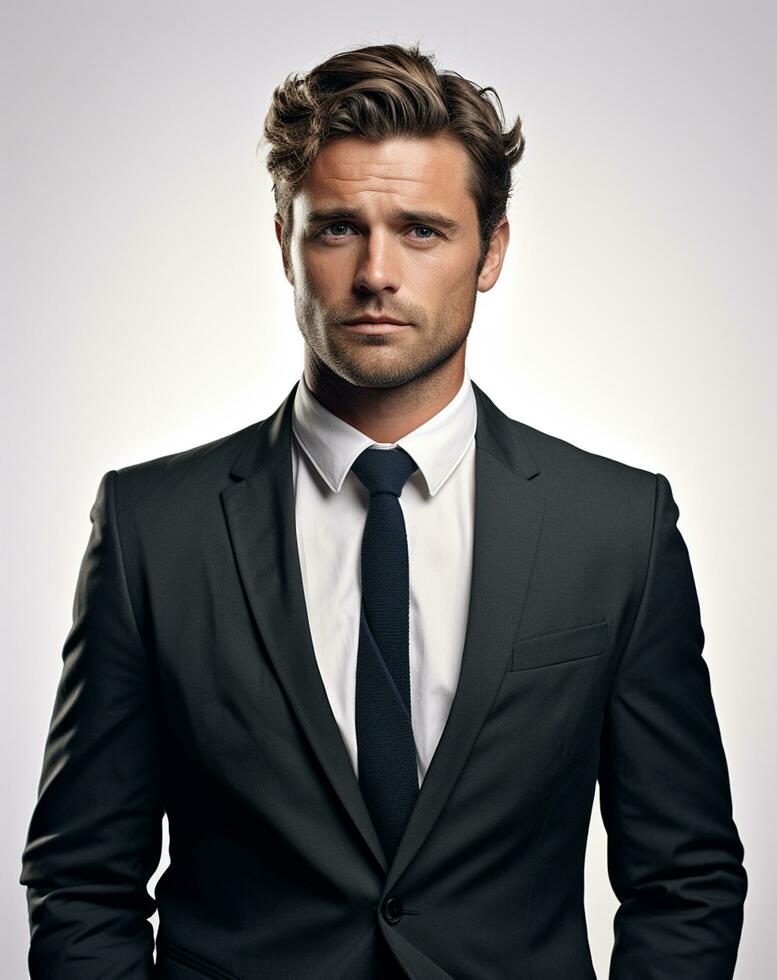 Ai generative Business man in a suit white transparent background photo