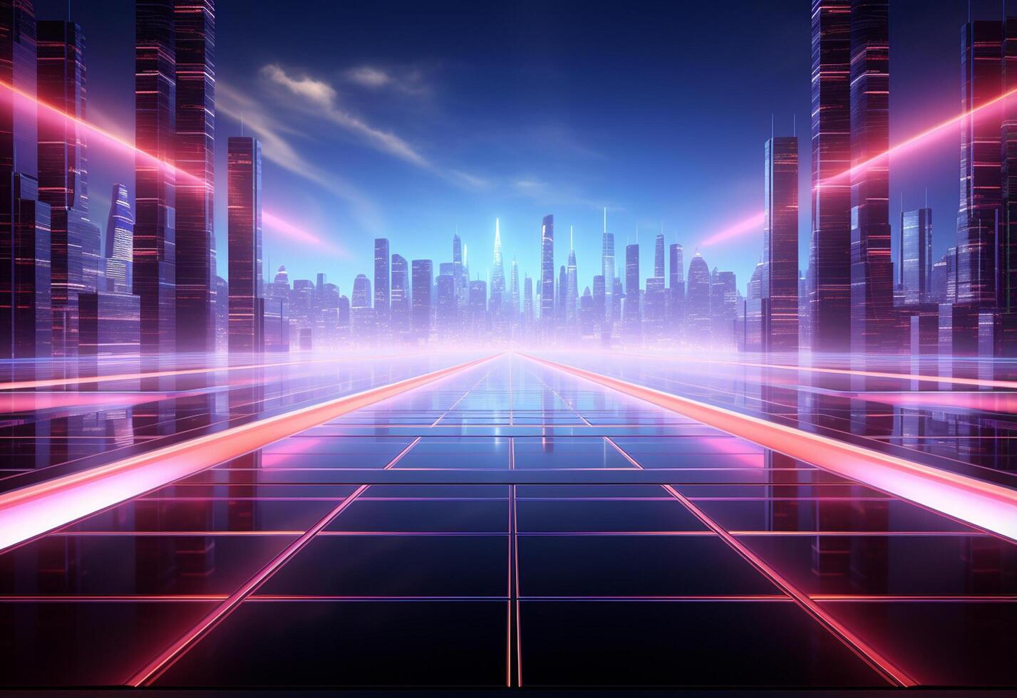 Neon illuminated futuristic backdrop realistic image, ultra hd, high design very detailed photo