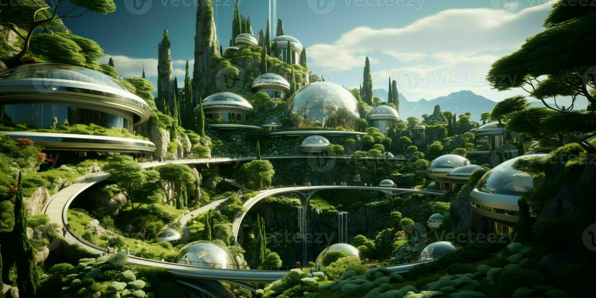 Futuristic green city architecture photo