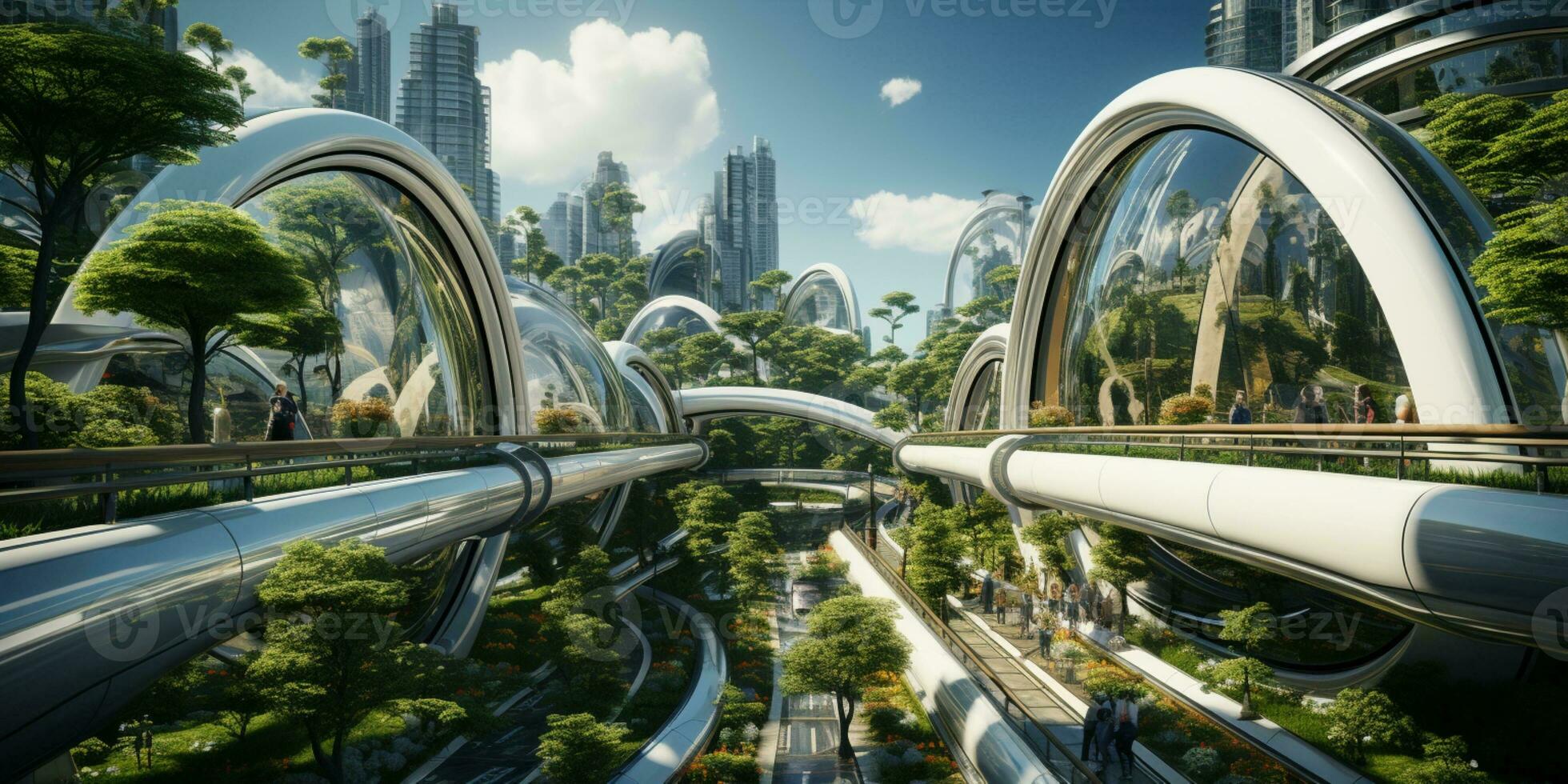 Futuristic green city architecture photo