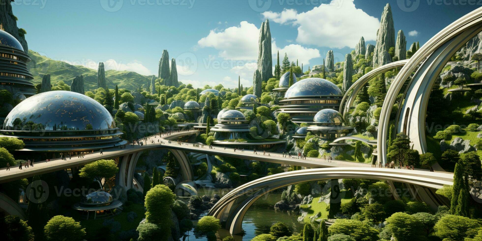 Futuristic green city architecture photo