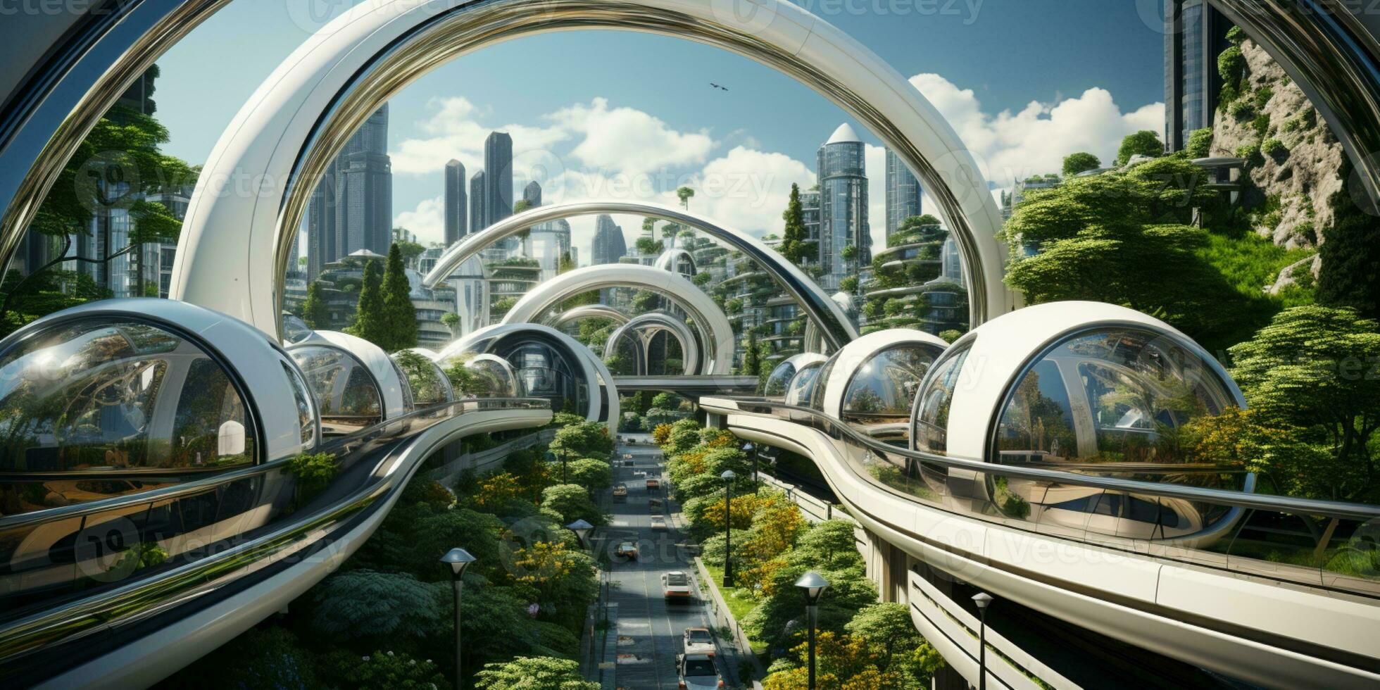 Futuristic green city architecture photo