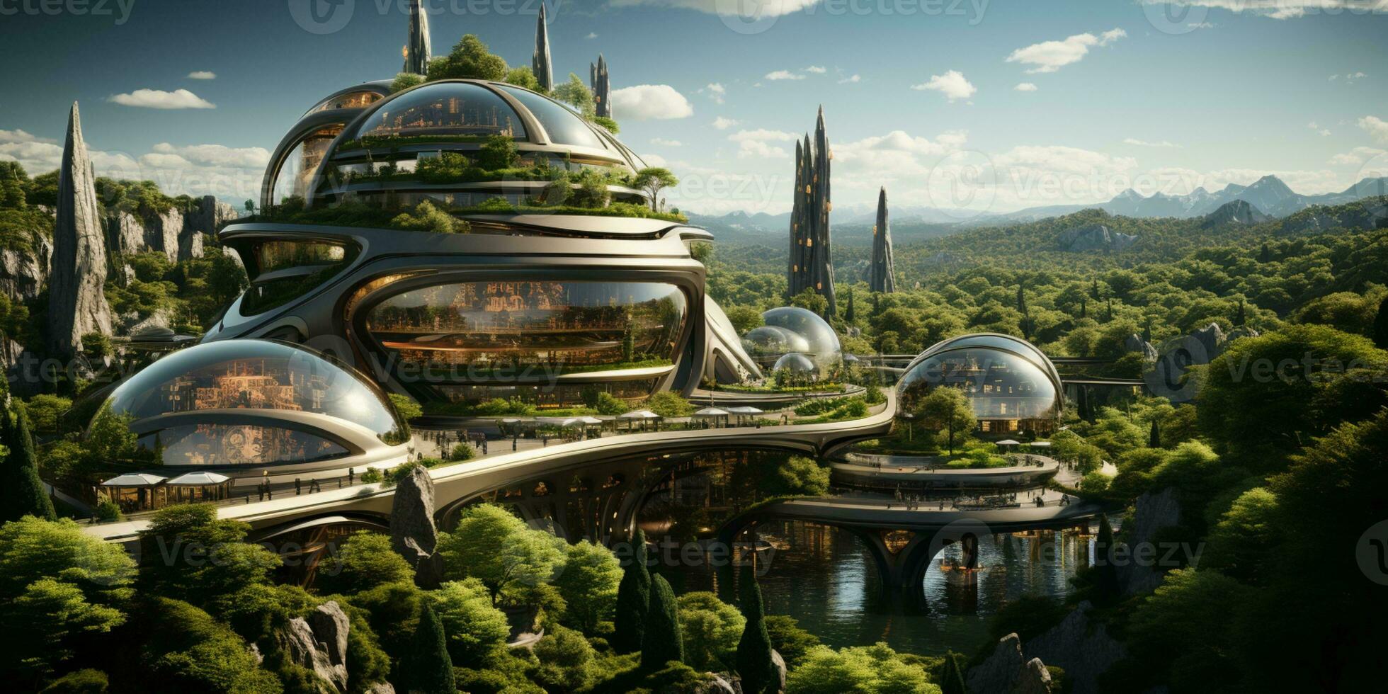 Futuristic green city architecture photo