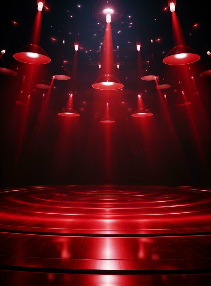 Ai generative Backdrop With Illumination Of Red Spotlights For Flyers realistic image ultra hd high design photo
