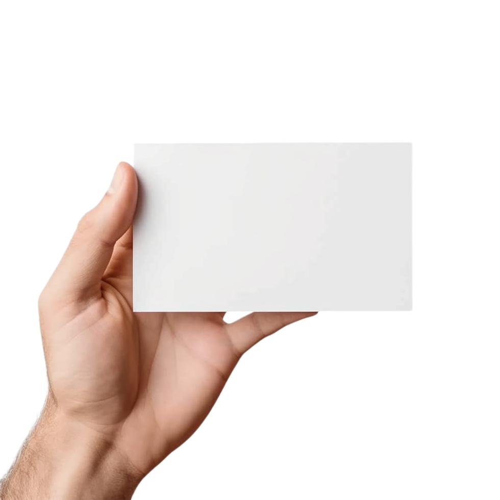 Hands Holding A White Card, Hands Holding Blank Paper Png, Blank Card With Hand, Transparent Background, AI Generative png