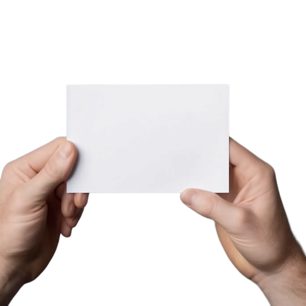 Hands Holding A White Card, Hands Holding Blank Paper Png, Blank Card With Hand, Transparent Background, AI Generative png