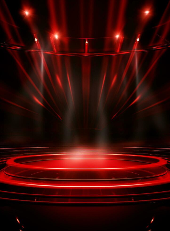 Ai generative Backdrop With Illumination Of Red Spotlights For Flyers realistic image ultra hd high design photo