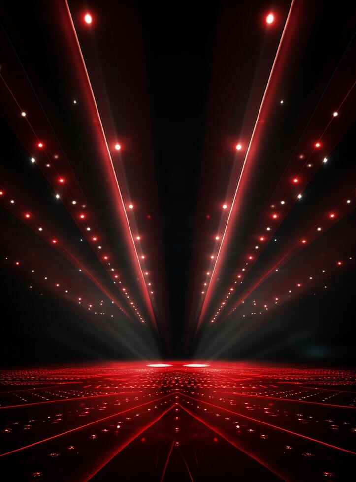 Ai generative Backdrop With Illumination Of Red Spotlights For Flyers realistic image ultra hd high design photo