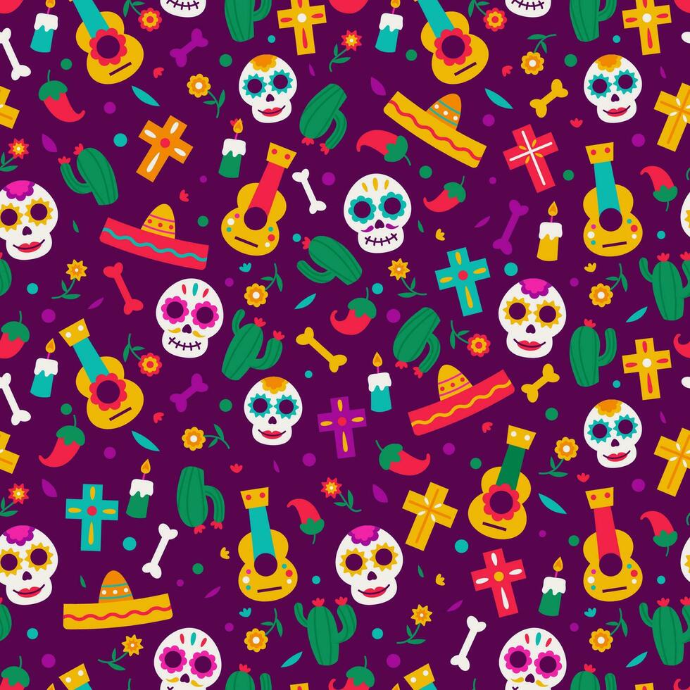 Day Of The Dead Cute Patterns vector