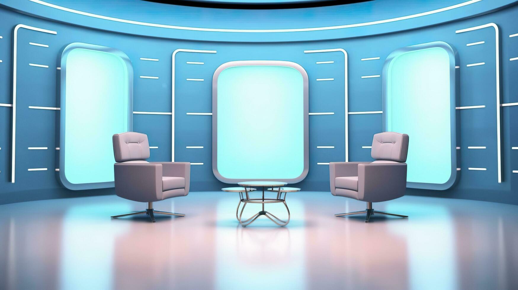 The Future of Game Shows. A Simple, Modern Setting with Two Chairs and a Whole Lot of Fun. AI Generative photo