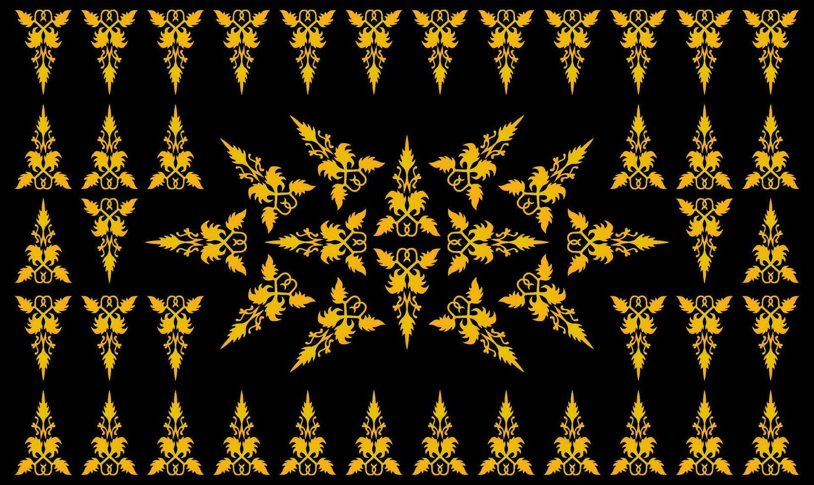 tradicional clásico malayo tejidas a mano negro Songket me gusta batik desde Indonesia o étnico modelo con oro hilos vector, floral mandala desde Malasia o riau. tela sin costura ornamento decorativo vector