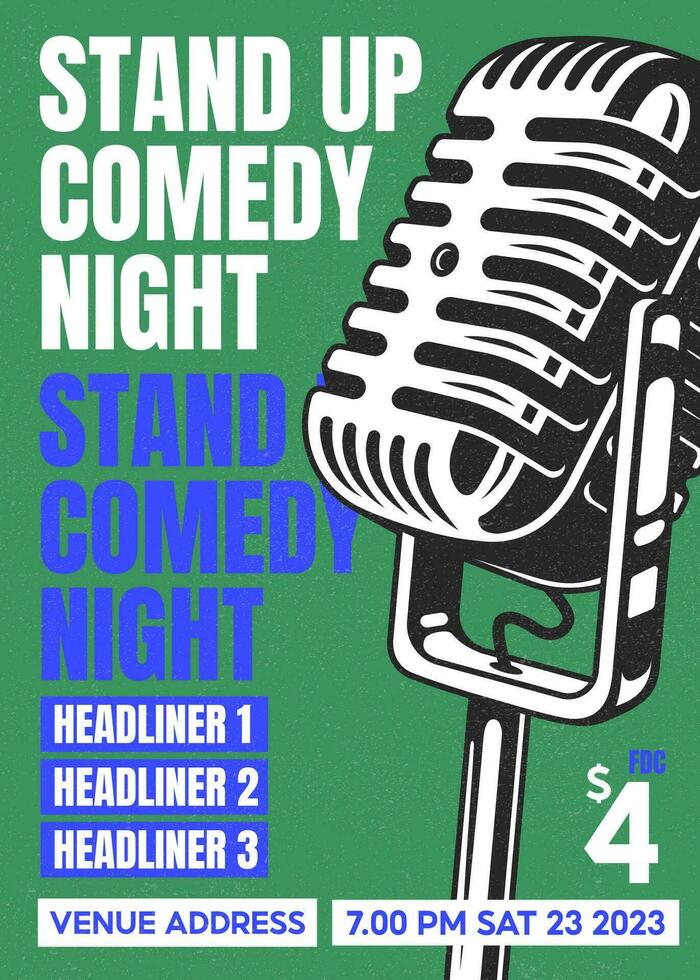 Stand Up Show or comedy night, Set Vector., microphone or Open Mic, flyer, gigs, poster, pamphlet. vector