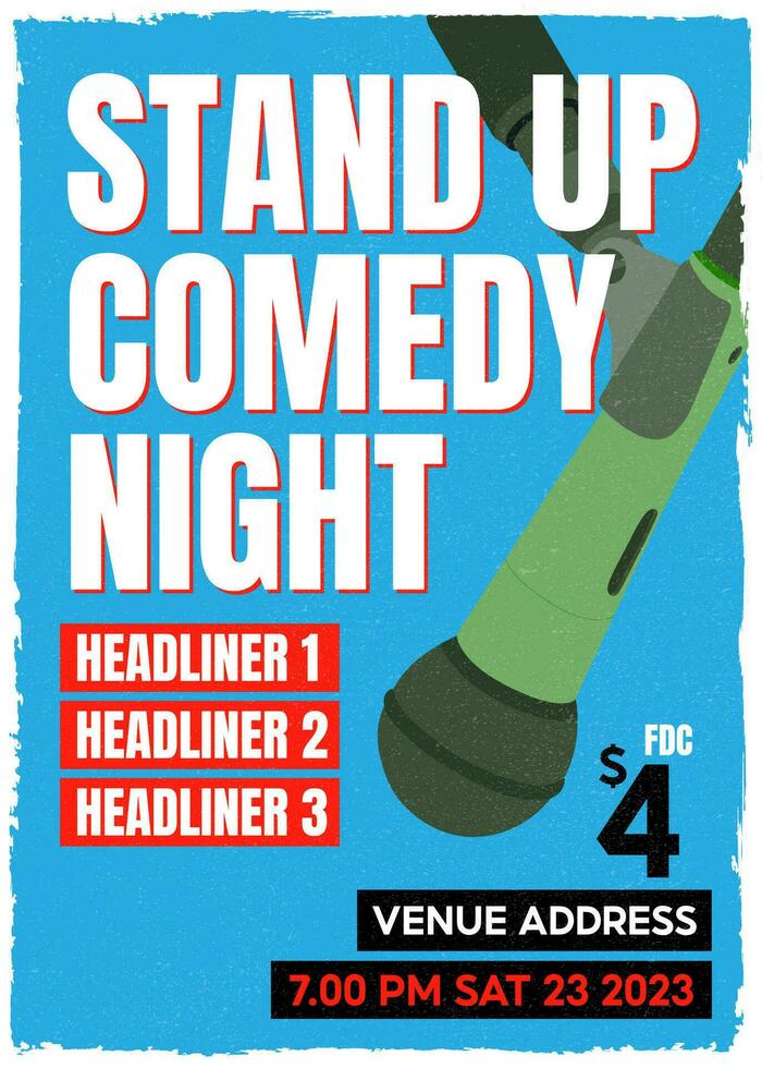 Stand Up Show or comedy night, Set Vector., microphone or Open Mic, flyer, gigs, poster, pamphlet. vector