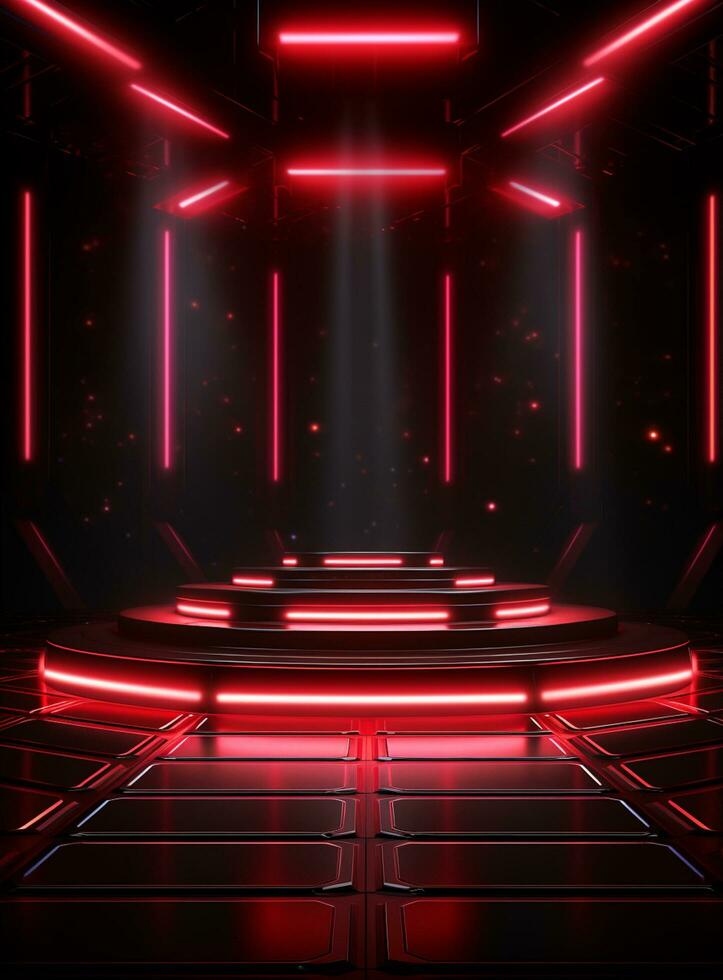 Ai generative Backdrop With Illumination Of Red Spotlights For Flyers realistic image ultra hd high design photo