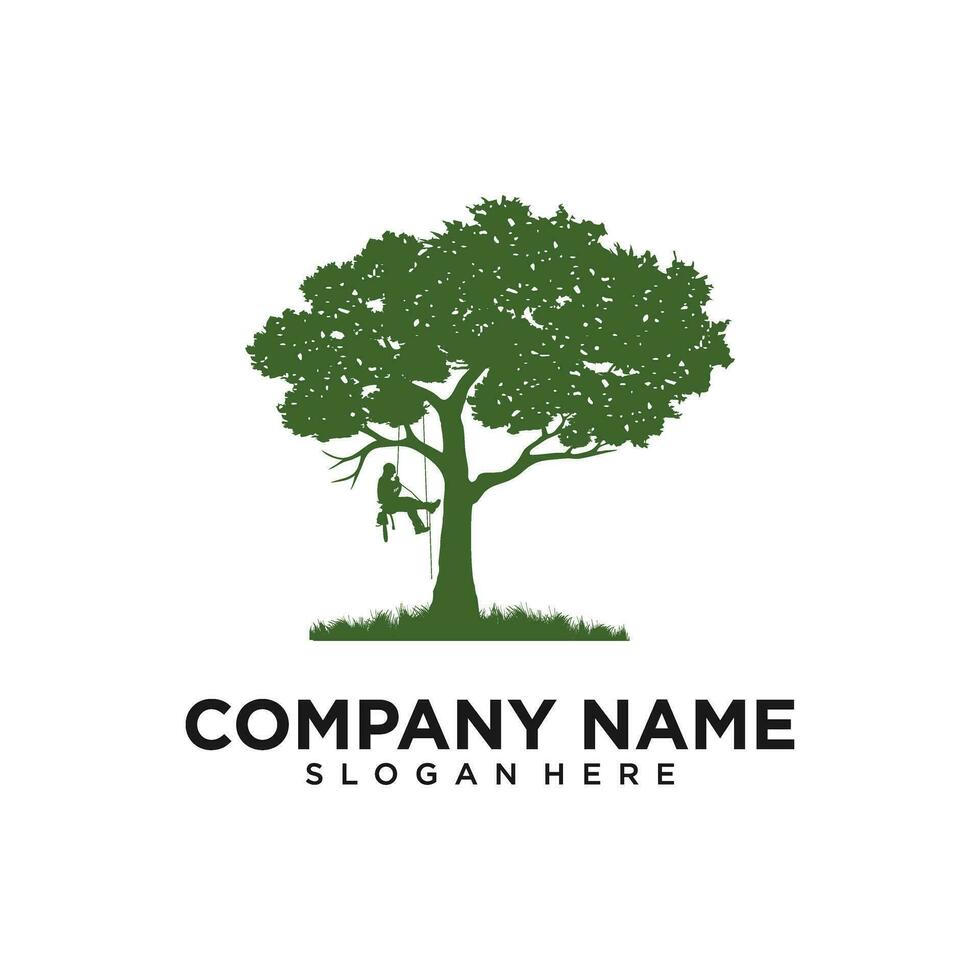 cortador árbol logo diseños para negocio servicio, arbolista árbol Servicio logo diseños, un hombre corte árbol ilustración vector