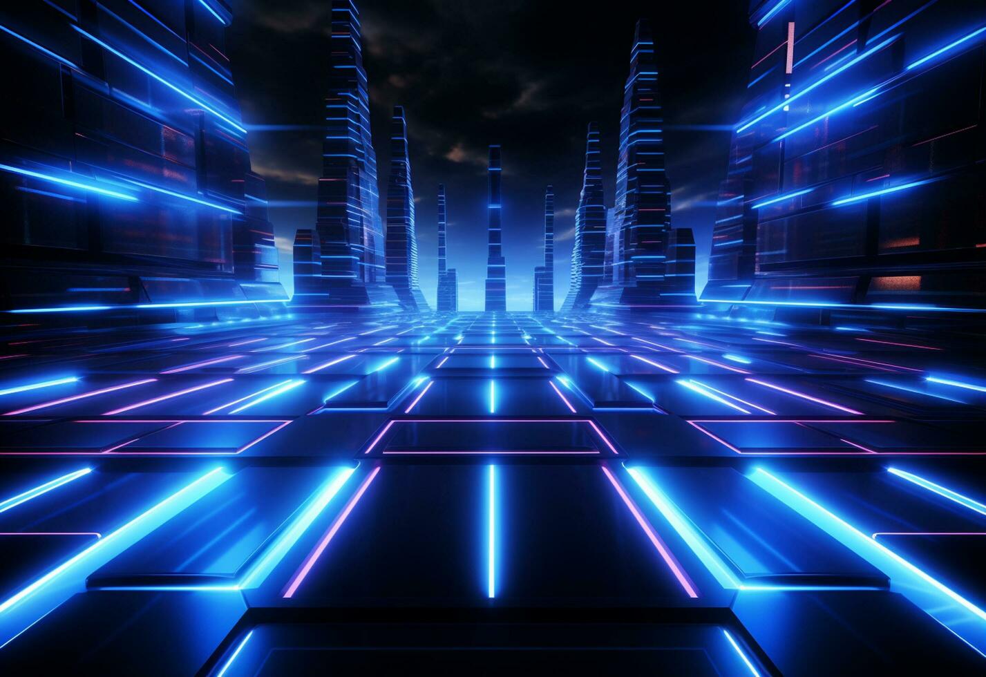 Ai Generative Neon illuminated futuristic backdrop realistic image, ultra hd, high design very detailed photo