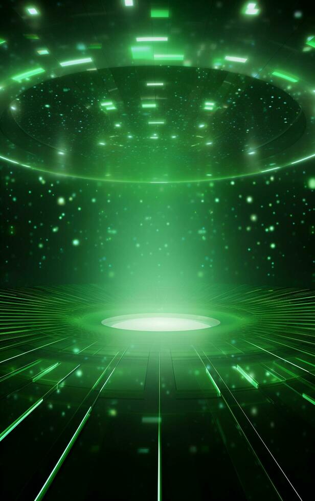 Ai generative Backdrop With Illumination Of green Spotlights For Flyers realistic image, ultra hd, high design very detailed photo