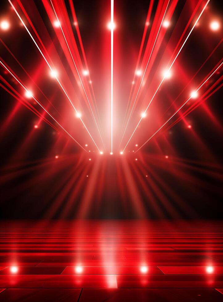 Ai generative Backdrop With Illumination Of Red Spotlights For Flyers realistic image ultra hd high design photo