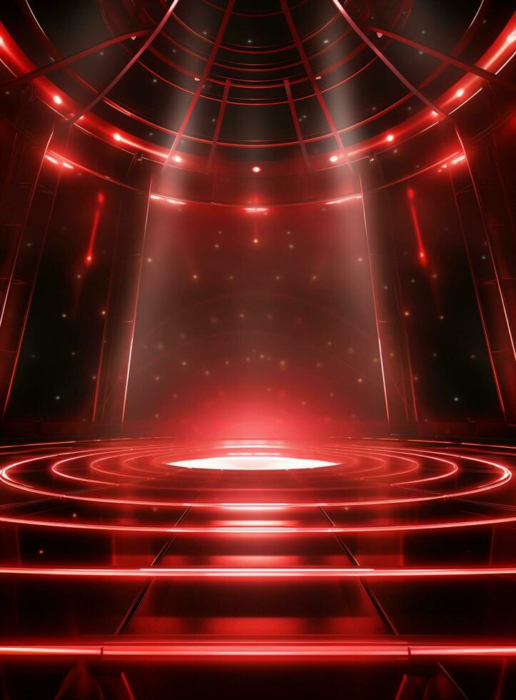 Ai generative Backdrop With Illumination Of Red Spotlights For Flyers realistic image ultra hd high design photo