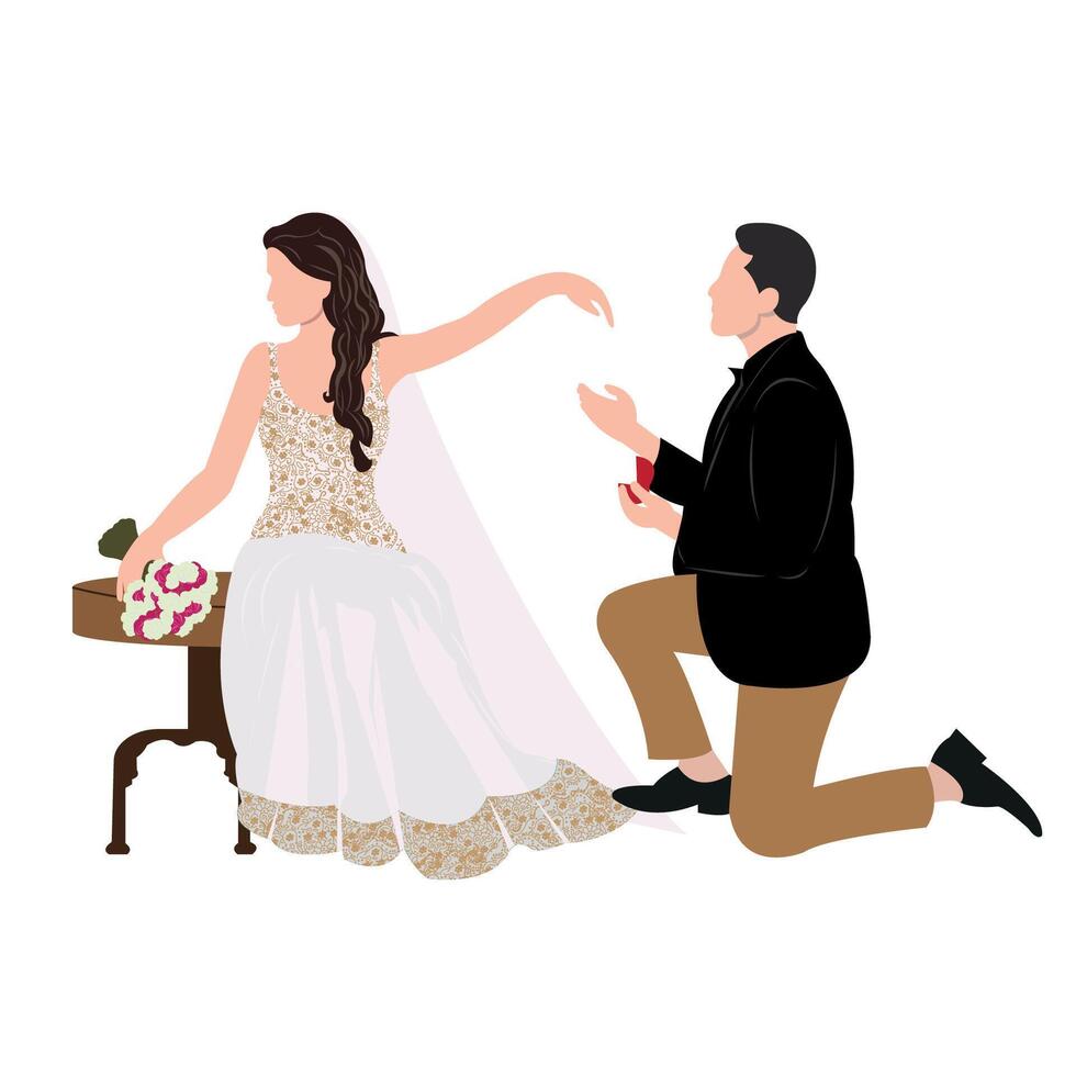 vector indian wedding couple illustration for wedding invitation cards