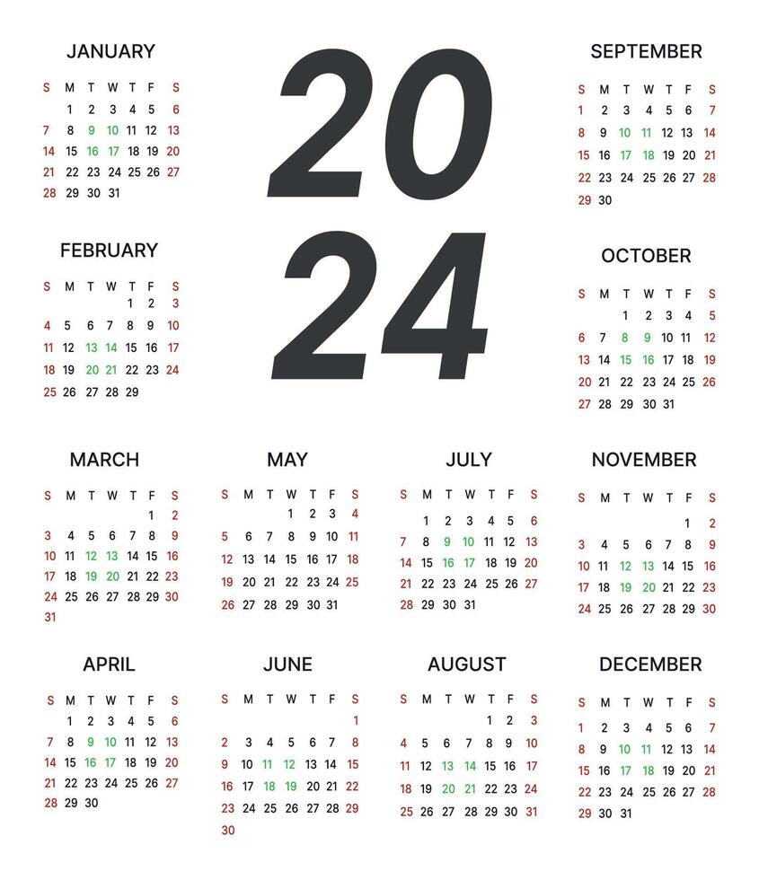 vector 2024 calendar