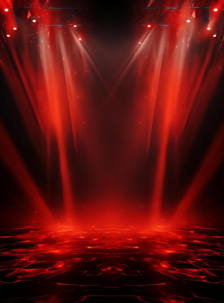 Ai generative Backdrop With Illumination Of Red Spotlights For Flyers realistic image ultra hd high design photo