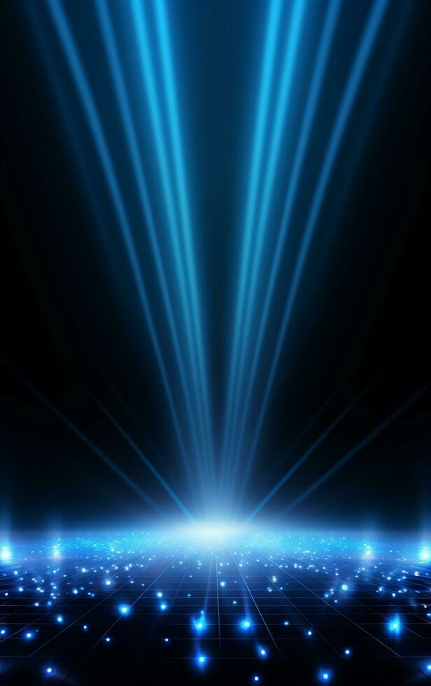 Ai generative Backdrop With Illumination Of blue Spotlights For Flyers realistic image ultra hd high design photo