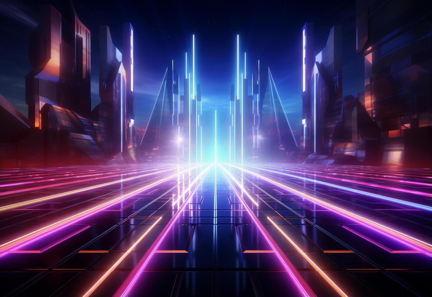 Neon illuminated futuristic backdrop realistic image, ultra hd, high design very detailed photo