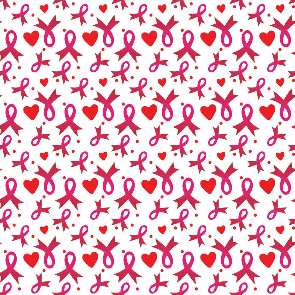 October is the World Breast Cancer Seamless Pattern background template with ribbon. vector