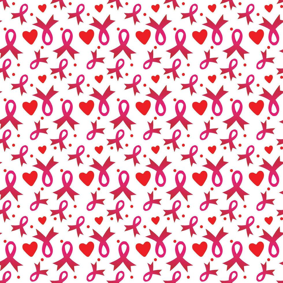 October is the World Breast Cancer Seamless Pattern background template with ribbon. vector