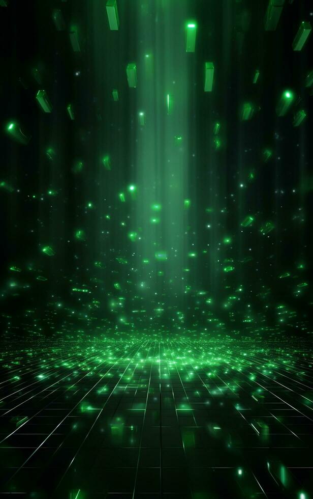 Ai generative Backdrop With Illumination Of green Spotlights For Flyers realistic image, ultra hd, high design very detailed photo