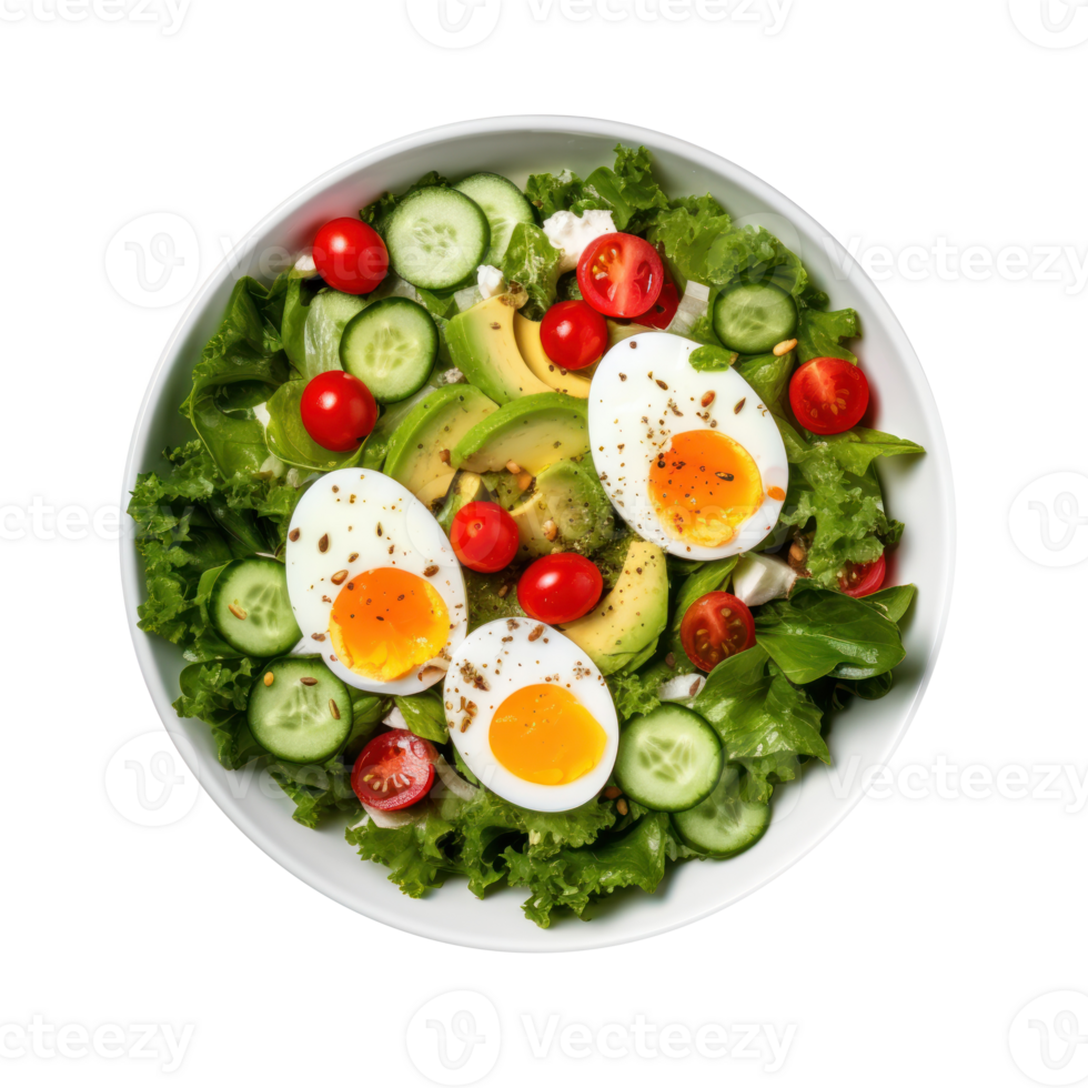 insalata a partire dal verde le foglie mescolare e verdure con avocado e uova isolato png