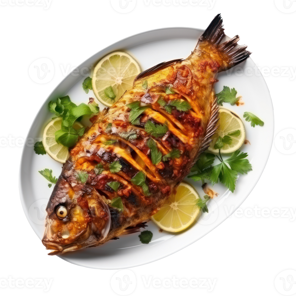 Grilled fish with lemon 29284526 PNG