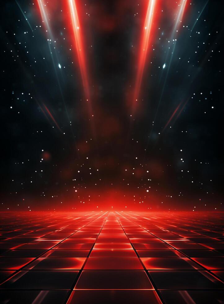 Ai generative Backdrop With Illumination Of Red Spotlights For Flyers realistic image ultra hd high design photo