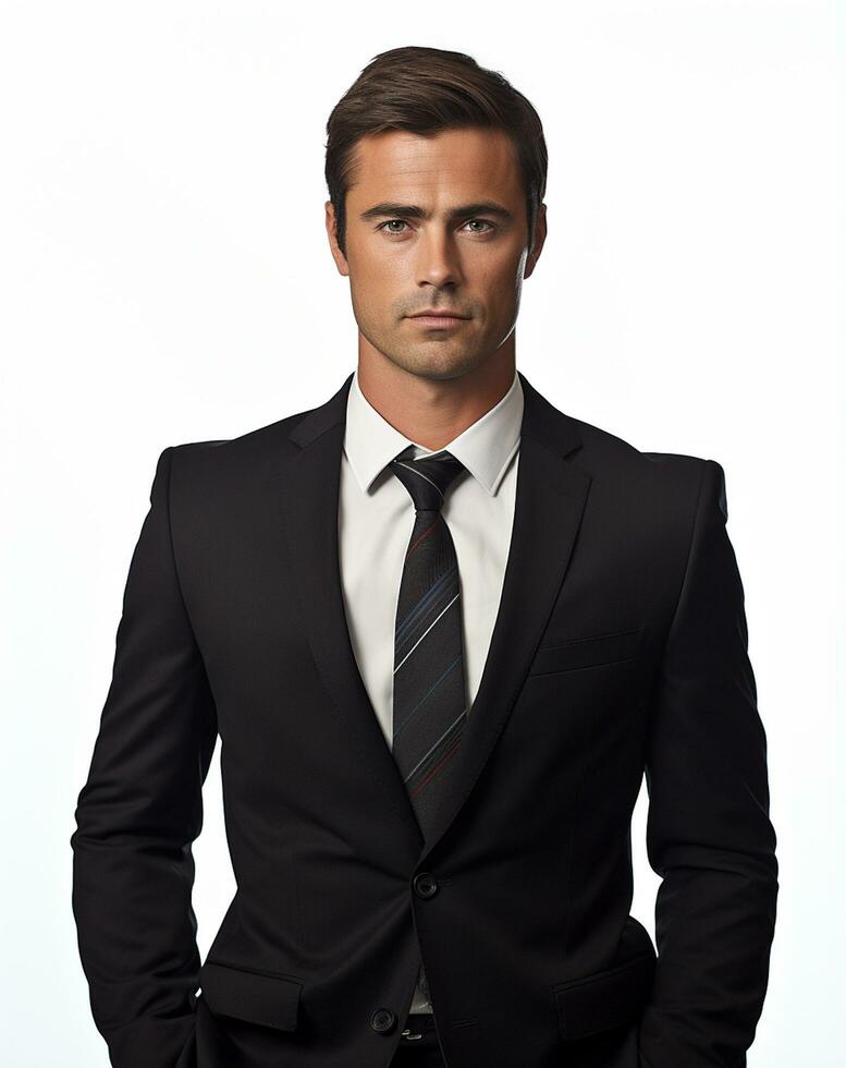 Ai generative Business man in a suit white transparent background photo