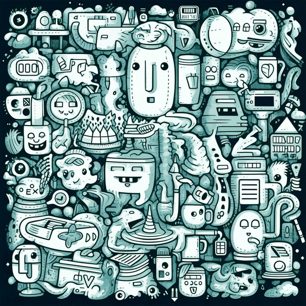 collection of social media monochromatic doodle photo